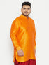 Vastramay Men's Plus Size Orange Silk Blend Curved Kurta