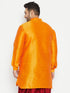 Vastramay Men's Plus Size Orange Silk Blend Curved Kurta
