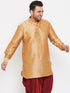 Vastramay Men's Plus Size Rose Gold Silk Blend Curved Kurta