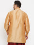Vastramay Men's Plus Size Rose Gold Silk Blend Curved Kurta