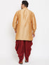Vastramay Men's Plus Size Rose Gold Silk Blend Curved Kurta Dhoti Set