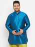 Vastramay Men's Plus Size Turquoise Silk Blend Curved Kurta