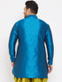 Vastramay Men's Plus Size Turquoise Silk Blend Curved Kurta