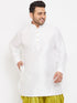 Vastramay Men's Plus Size White Silk Blend Curved Kurta