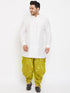 Vastramay Men's Plus Size White Silk Blend Curved Kurta