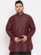 Vastramay Men's Plus Size Wine Silk Blend Curved Kurta