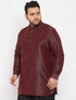 Vastramay Men's Plus Size Wine Silk Blend Curved Kurta