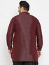 Vastramay Men's Plus Size Wine Silk Blend Curved Kurta