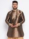 Vastramay Men's Plus Size Gold Silk Blend Curved Kurta