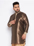 Vastramay Men's Plus Size Gold Silk Blend Curved Kurta