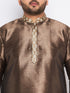 Vastramay Men's Plus Size Gold Silk Blend Curved Kurta