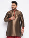 Vastramay Men's Plus Size Maroon Silk Blend Curved Kurta