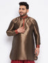 Vastramay Men's Plus Size Maroon Silk Blend Curved Kurta