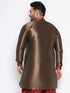 Vastramay Men's Plus Size Maroon Silk Blend Curved Kurta