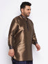Vastramay Men's Plus Size Navy Blue Silk Blend Curved Kurta