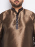 Vastramay Men's Plus Size Navy Blue Silk Blend Curved Kurta