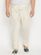 Vastramay Men's Plus Size Cream Viscose Solid Relax Fit Churidar