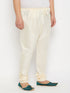 Vastramay Men's Plus Size Cream Viscose Solid Relax Fit Churidar