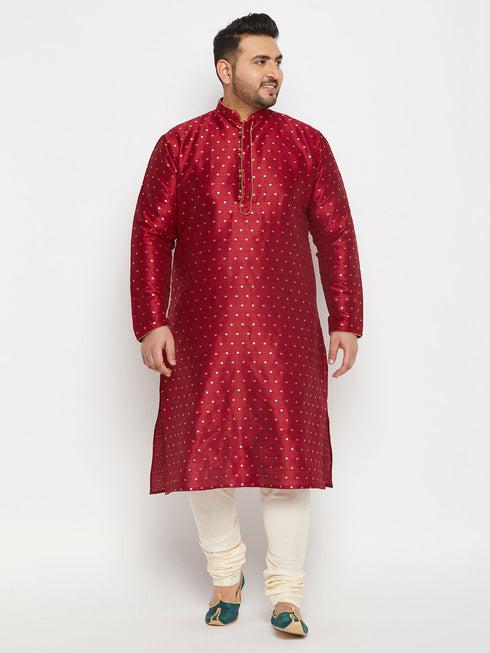 Vastramay Men's Plus Size Cream Viscose Solid Relax Fit Churidar