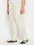 Vastramay Men's Plus Size Cream Viscose Solid Relax Fit Churidar