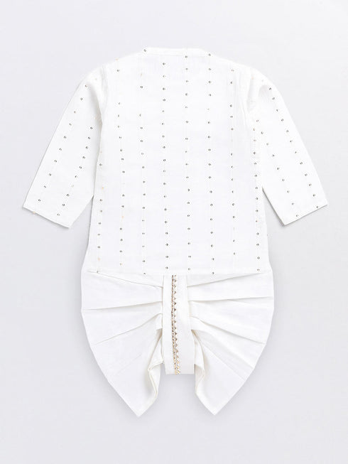 VASTRAMAY SISHU Boys White Chanderi Ethnic Combo Set