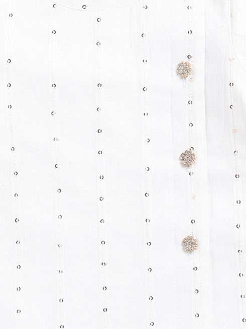 VASTRAMAY SISHU Boys White Chanderi Ethnic Combo Set