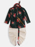 Vastramay SISHU Boys Multicolor-Base-Green Cotton Blend Kurta and Dhoti Set