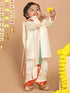 Vastramay SISHU Boy's Cream-Colored Kurta With Dhoti Pants & Dupatta Set