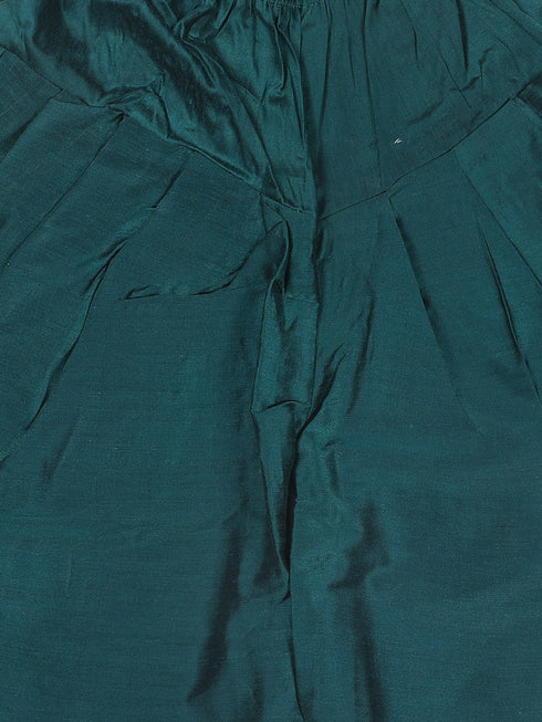 Vastramay SISHU Boys Orange Embroidered Angrakha Mirror Work Kurta With Dhoti Pants