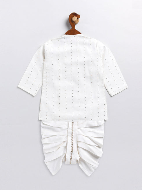 Vastramay SISHU Boy's White Embellished Angrakha Kurta Dhoti Set