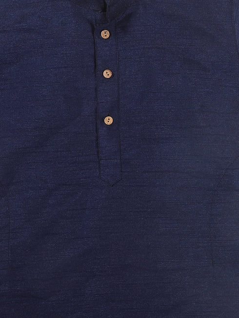 Vastramay SISHU Boy's Navy Blue Kurta with Rose Gold Dhoti Pants & Maroon Nehru Jacket