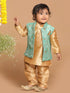 Vastramay SISHU Boy's Rose Gold & Green Kurta Set with Nehru Jacket