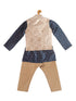 Vastramay SISHU Boy's Blue Printed Kurta with Rose Gold Pyjamas & Nehru Jacket