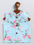 Vastramay SISHU Boys Aqua Blue Floral Printed Nehru Jacket