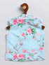 Vastramay SISHU Boy's Aqua Blue Floral Silk Blend Nehru Jacket