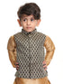Vastramay SISHU Boy's Black and Gold Silk Blend Nehru Jacket