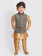 Vastramay SISHU Boys Rose Gold Silk Blend Jacket, Kurta and Pyjama Set