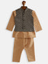Vastramay SISHU Boys Rose Gold Silk Blend Jacket, Kurta and Pyjama Set