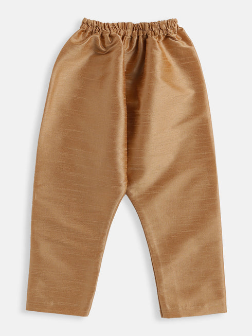 Vastramay SISHU Boys Rose Gold Silk Blend Jacket, Kurta and Pyjama Set