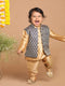 Vastramay SISHU Boy's Gold-Toned & Blue Kurta with Pyjama & Nehru Jacket
