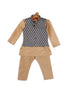 Vastramay SISHU Boy's Gold-Toned & Blue Kurta with Pyjama & Nehru Jacket
