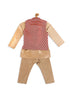 Vastramay SISHU Boy's Maroon Jacket And Rose Gold Ethnic Kurta With Pyjama Set