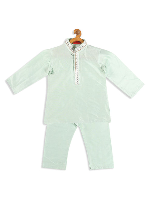 Vastramay SISHU Boys' Green Viscose Kurta and Pyjama Set
