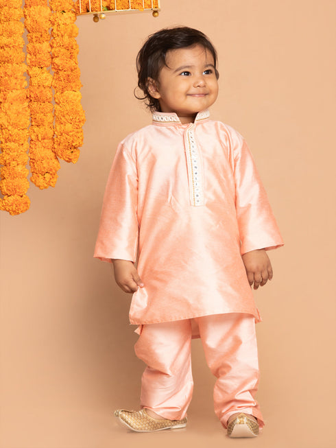 Vastramay SISHU Boys' Pink Viscose Kurta and Pyjama Set