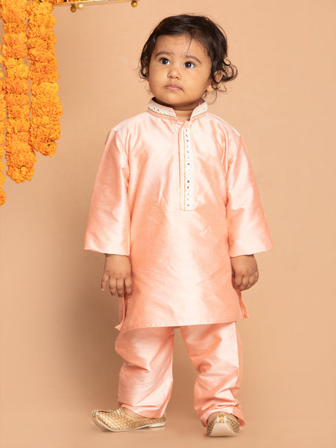Vastramay SISHU Boys' Pink Viscose Kurta and Pyjama Set