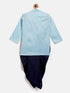 Vastramay SISHU Boy's Aqua Blue Embroidered Angrakha Style Krishna Kurta and Navy Blue Dhoti Set