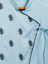 Vastramay SISHU Boy's Aqua Blue Embroidered Angrakha Style Krishna Kurta and Navy Blue Dhoti Set