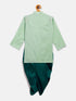 Vastramay SISHU Boy's Green Embroidered Angrakha Style Krishna Kurta and Green Dhoti Set