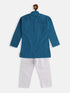 Vastramay SISHU Boy's Aqua Blue and White Pure Cotton Kurta Pyjama Set
