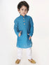 Vastramay SISHU Boy's Aqua Blue and White Pure Cotton Kurta Pyjama Set